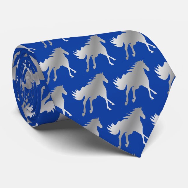 Gravata Horse Mustang Team Mascot Futebol Necktie (Rolled)