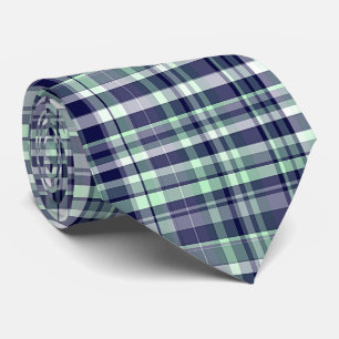Gravata Hortelã, azul marinho, xadrez formal branca de