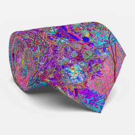 Gravata Hortênsia Abstrata Roxa e Azul com Magenta