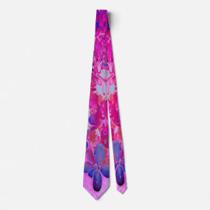 Gravata Hortênsia Elegante Fuchsia e Limelight Azul Escuro