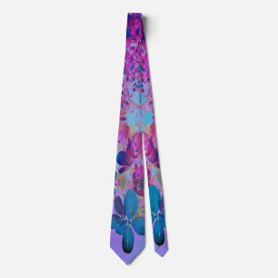 Gravata Hortênsia Limelight Azul Escuro e Magenta Elegante