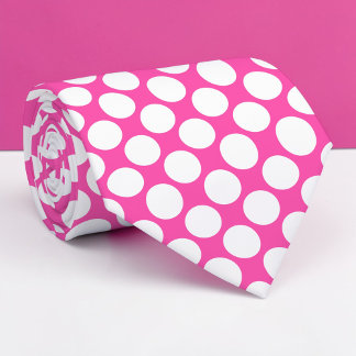 Gravata Hot Pink Jumbo Polka Dots Custom Necktie