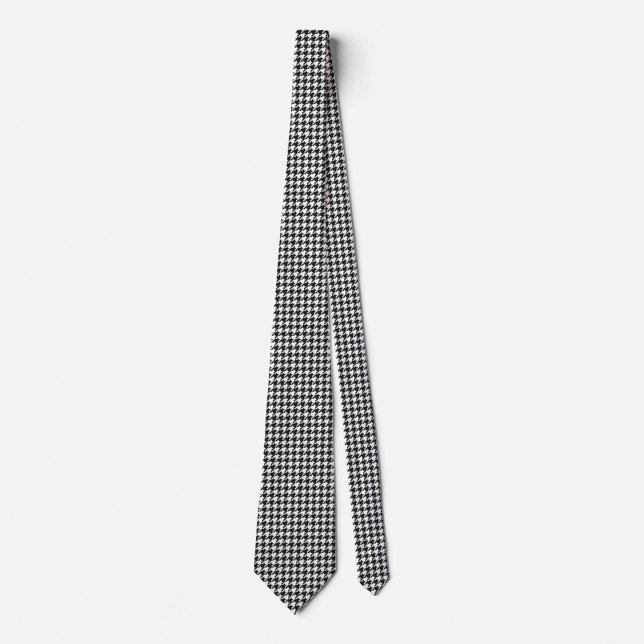 Gravata Houndstooth preto e branco (Frente)
