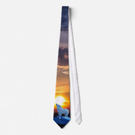 Gravata Howling White Artic Wolf & Sunset Willife Tie