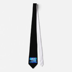 Gravata Howling White Wolf & Moon Fantasy Art Tie