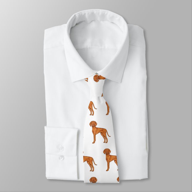 Gravata Húngaro Vizsla Cute Cartoon Pointer Dog Patterno (Amarrado)
