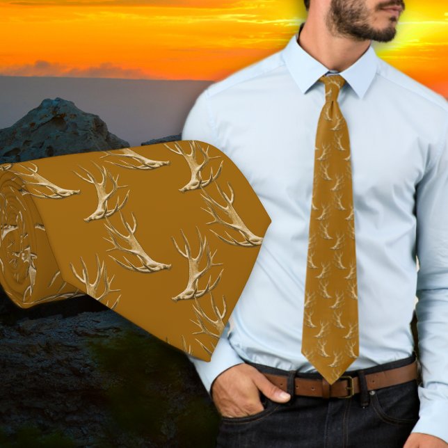 Gravata Hunter Antlers Pattern Rust Brown Tie (Criador carregado)