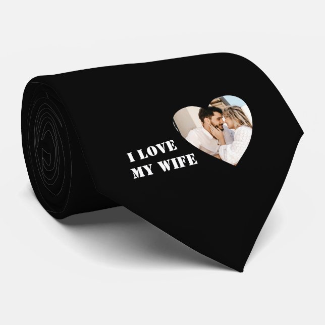 Gravata I Love My Wife Heart Custom Personalized Photo (Rolled)