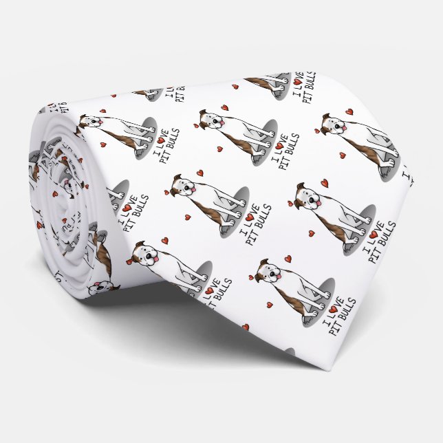 Gravata I Love Pit Bulls (lt brindle white 3) (Rolled)