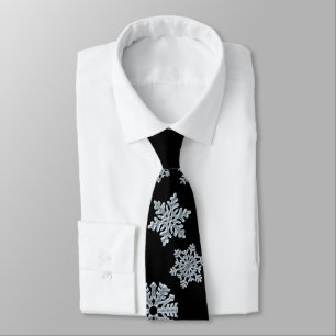 Gravata Icy White Frozen Snowflake Elegante Natal Preto
