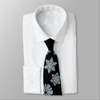 Gravata Icy White Frozen Snowflake Elegante Natal Preto