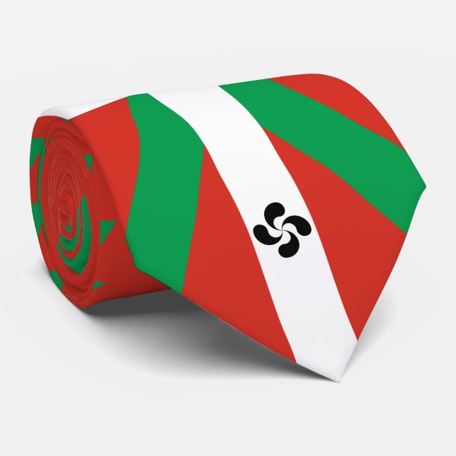 Gravata Ikurriña com símbolo Lauburu (Rolled)