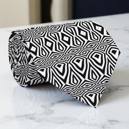 Gravata Ilusões Ópticas Geométricas A Preto E Branco