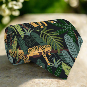 Gravata Ilustração da Floresta Selvagem de Leopard Sem Cos