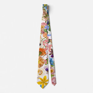 Gravata Ilustração de flores tropicais e de jardim.