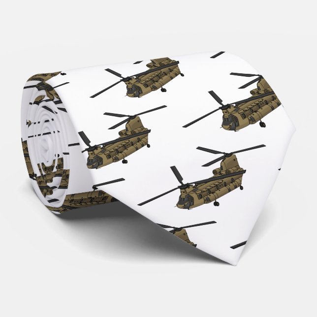 Gravata Ilustração de helicóptero militar Chinook (Rolled)