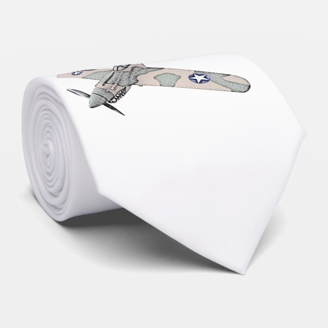 Gravata Ilustração do Lápis da Aeronave Curtiss P-40 Warha (Rolled)