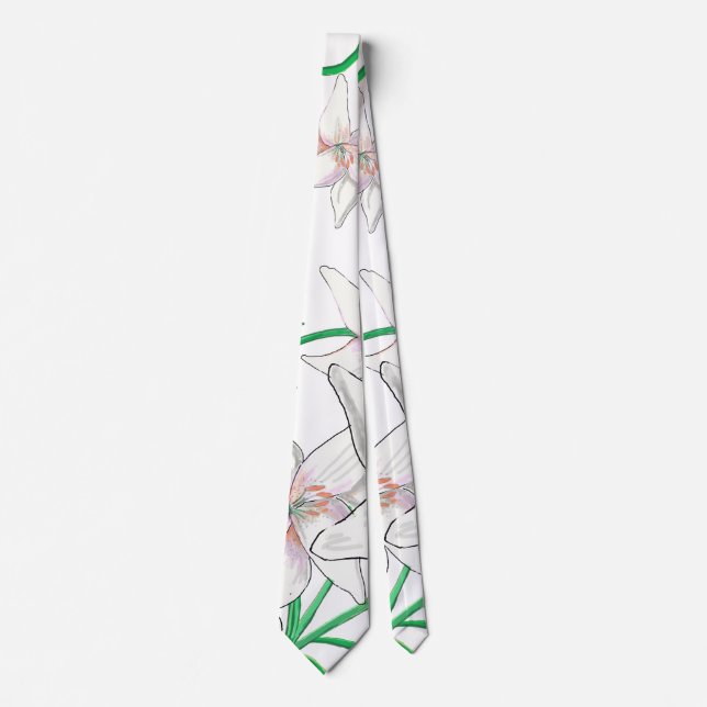 Gravata Ilustração dos lírios brancos (Frente)