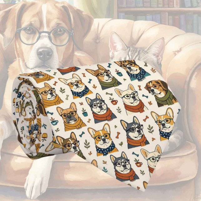 Gravata Ilustrações de Cão Hipster com Óculos (Criador carregado)