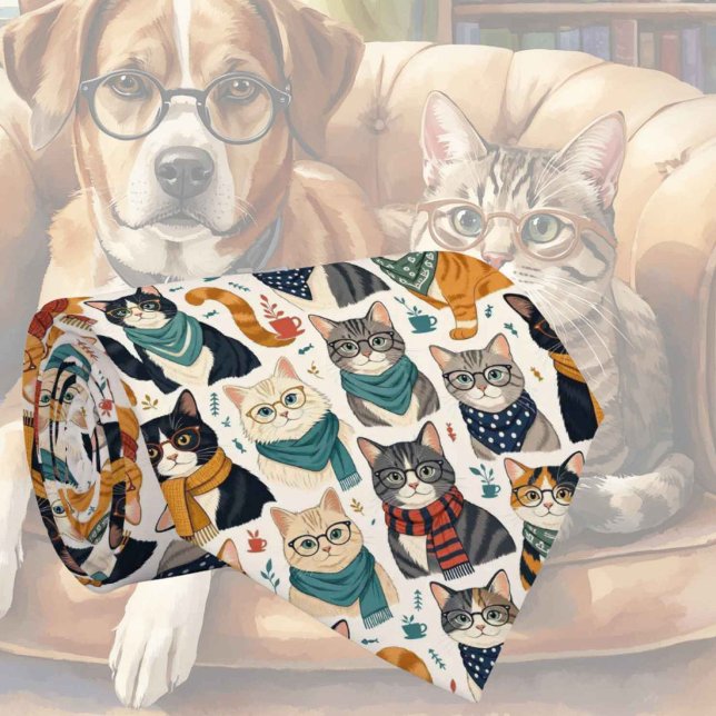 Gravata Ilustrações de Gato Hipster com Óculos (Criador carregado)