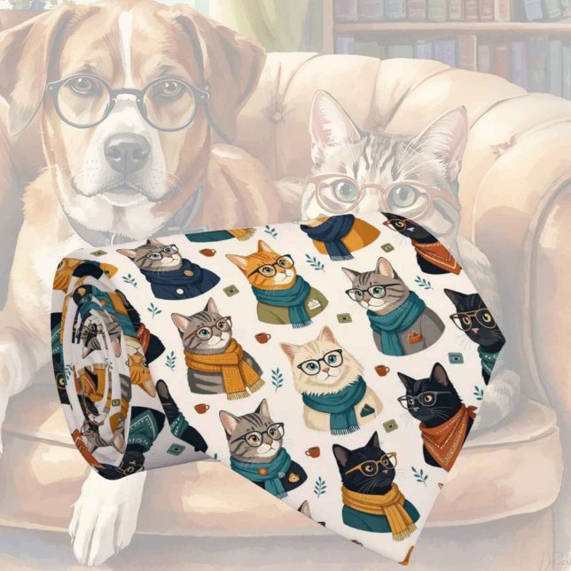 Gravata Ilustrações de Gato Hipster com Óculos (Criador carregado)