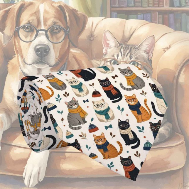 Gravata Ilustrações de Gato Hipster com Óculos (Criador carregado)