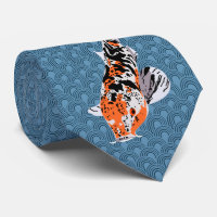 Ilustrações de Peixes Koi em Fundo de Onda Azul