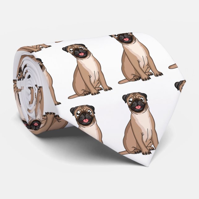 Gravata Imagem de desenho animado de cachorro feliz e engr (Rolled)