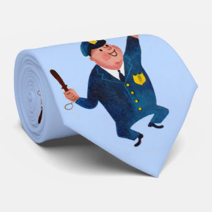 gravata impressa policial feliz