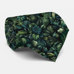 Gravata Impressão Botânica Tropical Monstera Verde Selva