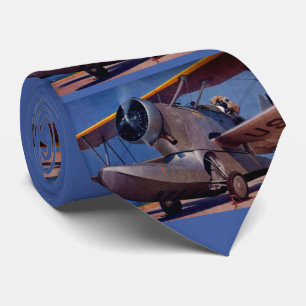 Gravata impressão de aeronave Grumman F-2 de 1939