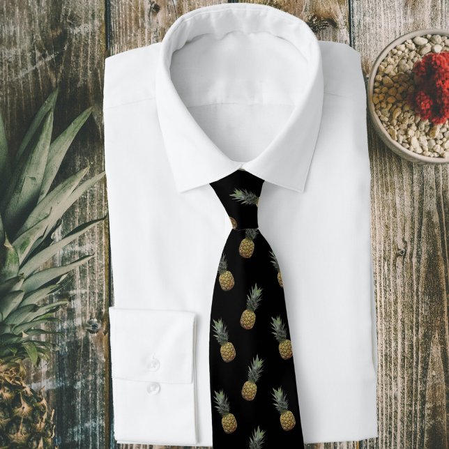 Gravata Impressão de ananás de abacaxi, em forma de grana, (🍍 Love pineapples and ties? Boom! Just add your initial 🍍)