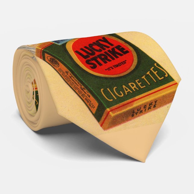 Gravata impressão de anúncio de Lucky Strikes dos anos 192 (Rolled)