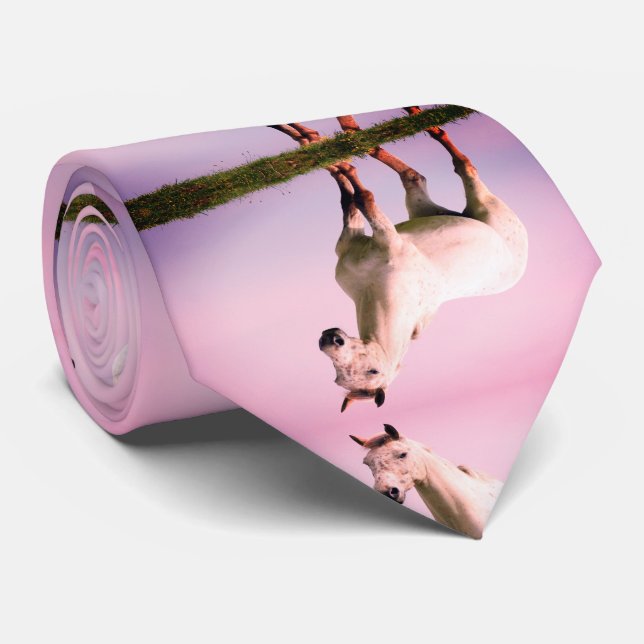 Gravata Impressão de Cavalo Branco (Rolled)