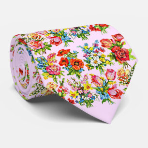 Gravata impressão de coleção de flores florais épicas