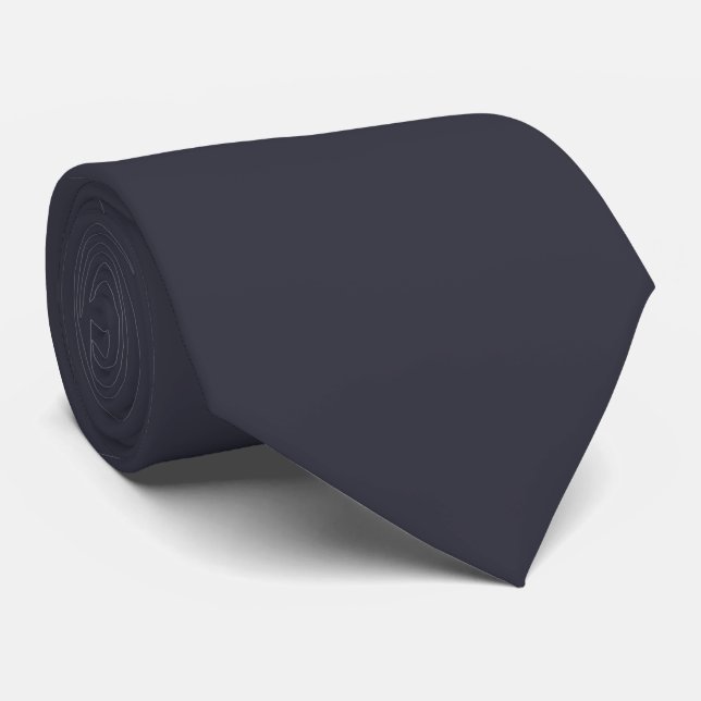 Gravata Impressão de cor sólida preto azul, Noite Polar (Rolled)