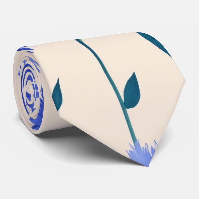 Gravata Impressão de Flor Floral de Luxo Única com Aquarel (Rolled)