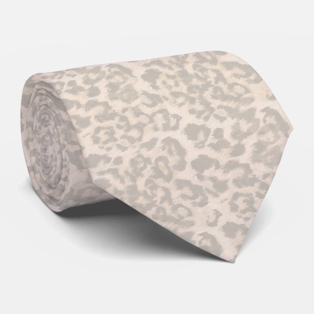 Gravata Impressão de leopardo bege. (Rolled)