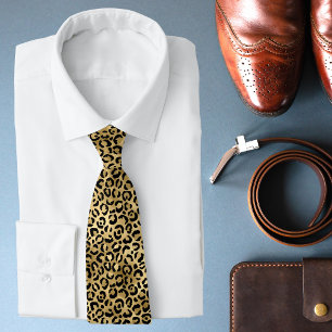 Gravata Impressão de leopardo dourado Luxo Statement