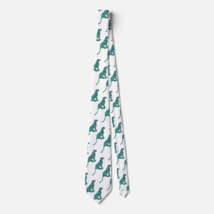 Gravata Impressão de Leopardo Negro e Teal