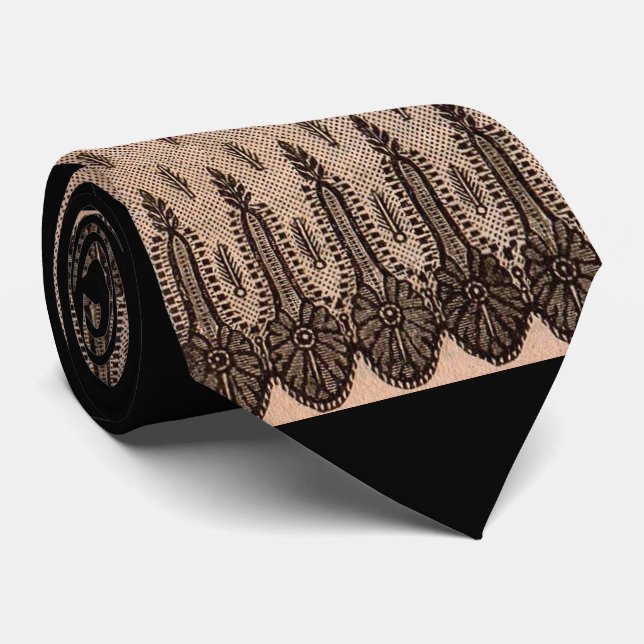 Gravata impressão de malha floral preta (Rolled)