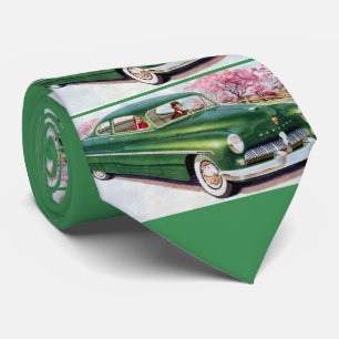 Gravata impressão de Mercury sedan verde 1949