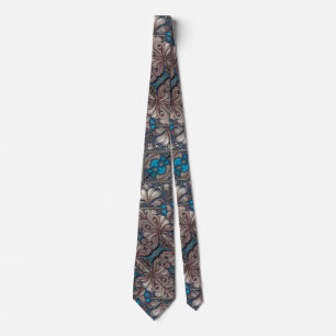 Gravata impressão de modelo floral barroco ornamentado