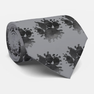 Gravata Impressão de Pata de Cachorro Aquarela Cinza