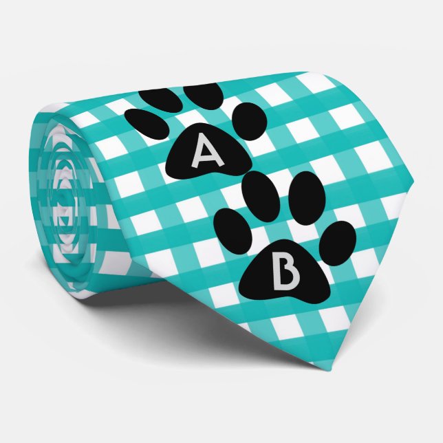 Gravata Impressão de Pet Pet Pet Pet Pattern Vertical com  (Rolled)