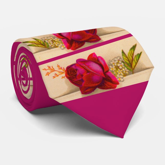 Gravata impressão de rosa vermelha vitoriana (Rolled)