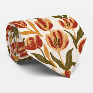 Gravata Impressão de Tulipa Dia do Pai Casamento Retro