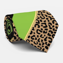 Gravata Impressão do Leopardo em faixa Diagonal Preta, Dou