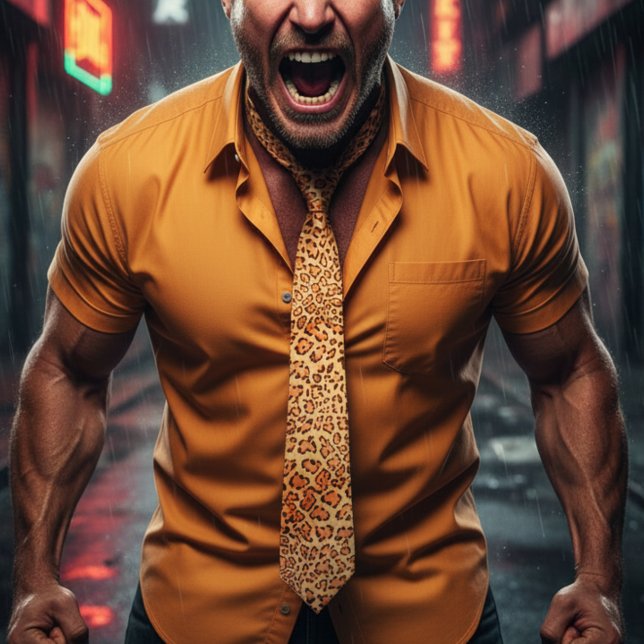 Gravata Impressão do leopardo Safari selvagem (Criador carregado)