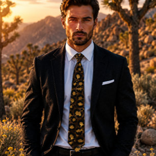Gravata Impressão em Leopardo Bronze e Dourado